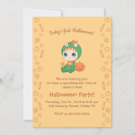 Erste Halloween Baby Niedlich Dragon Dinosaurier P Einladung