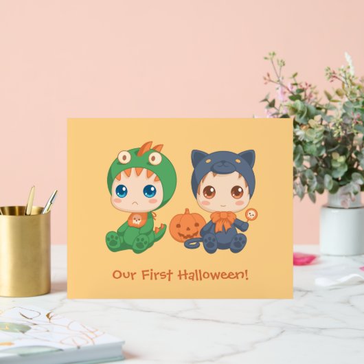 Erste Halloween Baby Twins Party Einladung Acrylschild (Hochzeit)