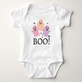 Erste Halloween Boo Niedlich Ghosts Pink Lila Girl Baby Strampler (Vorderseite)