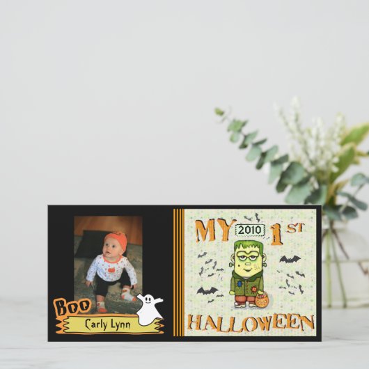 Erste Halloween Custom Foto Card (Stehend Vorderseite)