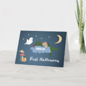 Erste Halloween Girl Sleeping auf Cloud Personaliz Karte (Vorderseite)