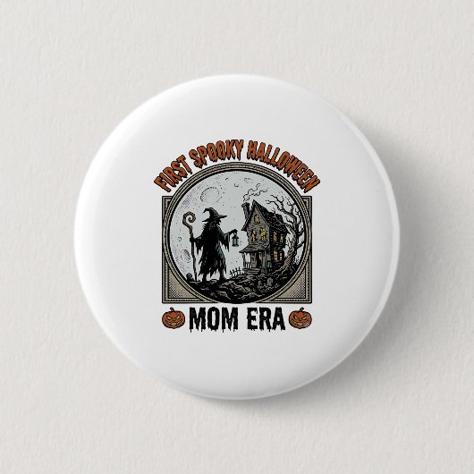 Erste Halloween-Mutter Vintage-Gravur Verzauberte  Button (Vorderseite)