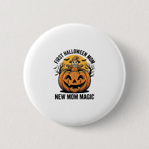 Erste Halloween-Mutter Vintage-Kürbis-Fledermaus-S Button