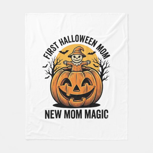 Erste Halloween-Mutter Vintage-Kürbis-Fledermaus-S Fleecedecke (Vorderseite)