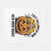 Erste Halloween-Mutter Vintage-Kürbis-Fledermaus-S Fleecedecke (Vorderseite (Horizontal))