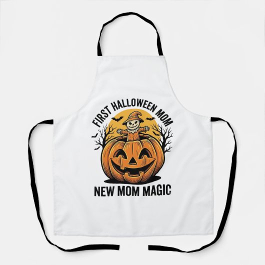 Erste Halloween-Mutter Vintage-Kürbis-Fledermaus-S Schürze (Vorderseite)