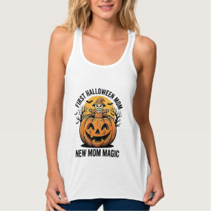 Erste Halloween-Mutter Vintage-Kürbis-Fledermaus-S Tank Top