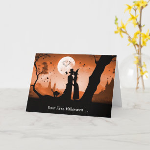 Erste Halloween Neuroweds Verheiratet Niedlich Karte