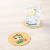 Erste Halloween-Niedlich-Baby-Dragon-Dinosaurier-K Runder Pappuntersetzer (Vor Ort)