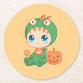 Erste Halloween-Niedlich-Baby-Dragon-Dinosaurier-K Runder Pappuntersetzer (Vorderseite)