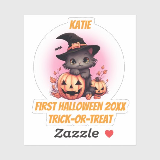 Erste Halloween Niedlich Kitten Aufkleber (Blatt)