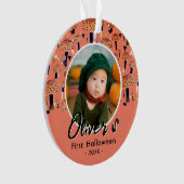 Erste Halloween Orange Mushroom Fall Foto Ornament (Vorderseite)