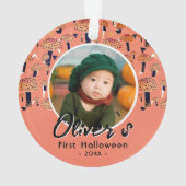 Erste Halloween Orange Mushroom Fall Foto Ornament (Rückseite)
