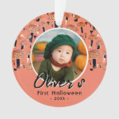 Erste Halloween Orange Mushroom Fall Foto Ornament (Vorderseite)