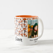 Erste Halloween Orange Mushroom Fall Foto Zweifarbige Tasse (VorderseiteRechts)