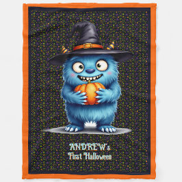 Erste Halloween Personalienname Niedlich Monster Fleecedecke