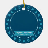 Erste Hanukkah Pet Kitten Foto Paws Stars Navy Keramik Ornament (Vorne)