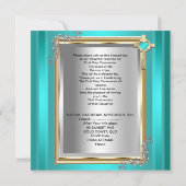 Erste Heilige Kommune 1. Girl Boy Kreuz Aquamarin Einladung (Rückseite)