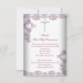 Erste heilige Kommune 1. Kreuzmädchen Weiß Rosa Einladung (Vorderseite)