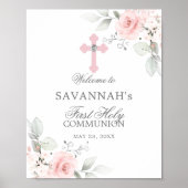 Erste heilige Kommune Begrüßungszeichen Rosenmädch Poster (Vorne)