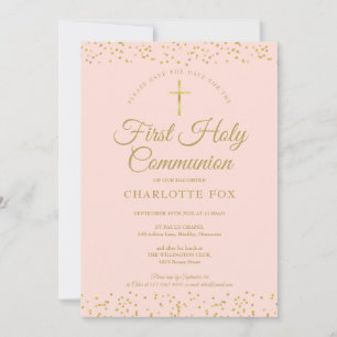 Erste heilige Kommune Blush Pink Gold Staub Save The Date