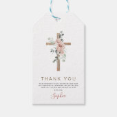 Erste heilige Kommune Danke Dusty Pink Rose Geschenkanhänger (Vorderseite)