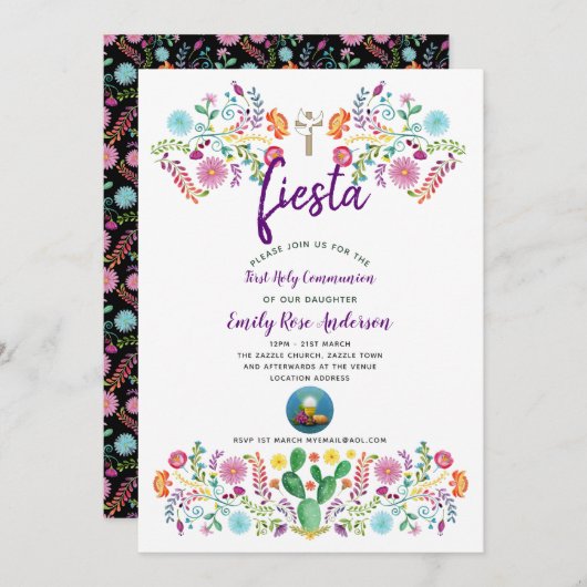 Erste Heilige Kommune Einladung FIESTA Junge oder (Vorne/Hinten)