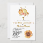 Erste Heilige Kommune Fall Pumpkin Sonnenblume Fot Einladung (Vorderseite)