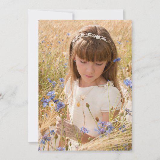 Erste Heilige Kommune Fall Pumpkin Sonnenblume Fot Einladung (Rückseite)