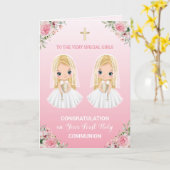 Erste Heilige Kommune für kleine Zwillingskarte Karte (Gelbe Blume)