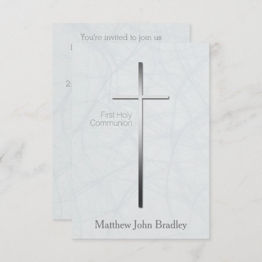 Erste Heilige Kommune in blauer Einladung (Vorne/Hinten)