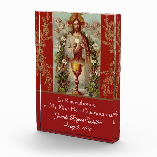 Erste heilige Kommune Jesus Host Chalice Keepake Fotoblock (Rechts)