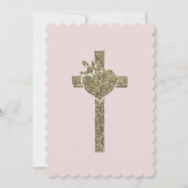 Erste Heilige Kommune Kreuz mit Taube und Herz Einladung (Vorderseite)