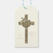Erste Heilige Kommune Kreuz mit Taube und Herz Geschenkanhänger (Vorderseite)