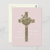 Erste Heilige Kommune Kreuz mit Taube und Herz Postkarte (Vorne/Hinten)