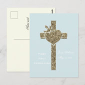 Erste Heilige Kommune Kreuz mit Taube und Herz Postkarte (Vorne/Hinten)