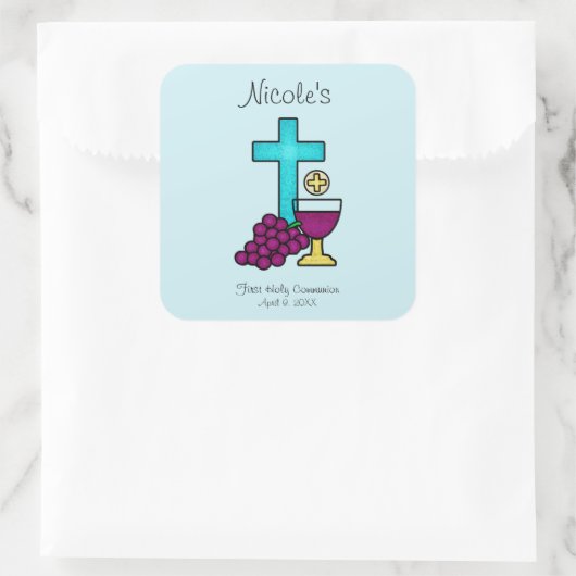 Erste Heilige Kommune Quadratischer Aufkleber (Tasche)