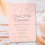 Erste heilige Kommune Rosa Rosa Silberenstardust Save The Date<br><div class="desc">Eine elegante First-Holy-Kommunion Save the Date-Einladung mit zartem silberfarbenem Sternenstaub auf einem rot-rosa Hintergrund. Sie können mit Ihren besonderen Feierlichkeiten in schicken silbernen Text personalisieren. Entwickelt von Thisisnotme©</div>