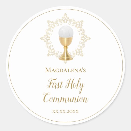 Erste Heilige Kommune Runder Aufkleber (Vorderseite)