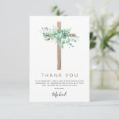 Erste heilige Kommune Vielen Dank Sage Eukalyptus Dankeskarte (Stehend Vorderseite)