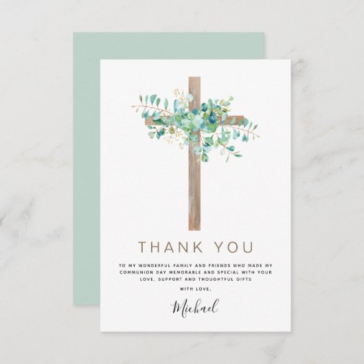 Erste heilige Kommune Vielen Dank Sage Eukalyptus Dankeskarte (Vorne/Hinten)
