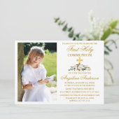 Erste Heilige Kommune Wasserfarbe Magnolia Gold Einladung (Stehend Vorderseite)