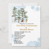 Erste heilige Kommune Winterwald-Schneeflocke Einladung (Vorderseite)