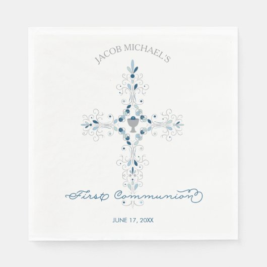 Erste heilige Kommune Zollpapier Napkins - Junge Serviette (Vorderseite)