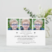 Erste heilige Kommunion 3-Foto Collage Boy Keepake Einladung (Stehend Vorderseite)