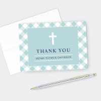Erste heilige Kommunion Aqua Gingham Karo Junge