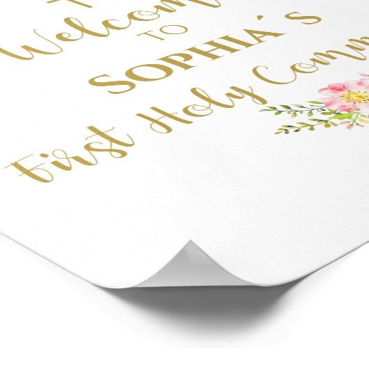 Erste heilige Kommunion Begrüßungszeichen Mädchen Poster (Ecke)