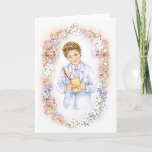 Erste heilige Kommunion, Bestätigungsjunge Karte (Vorderseite)