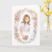 Erste heilige Kommunion, Bestätigungsmädchen Karte (Gelbe Blume)