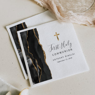 Erste heilige Kommunion Black Gold Achat Serviette